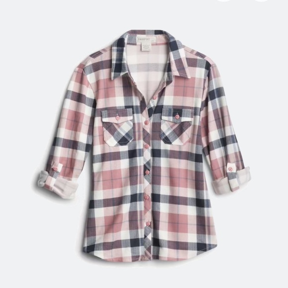 Passport Other - Passport Pink and White Plaid Kids Button-Down Shirt